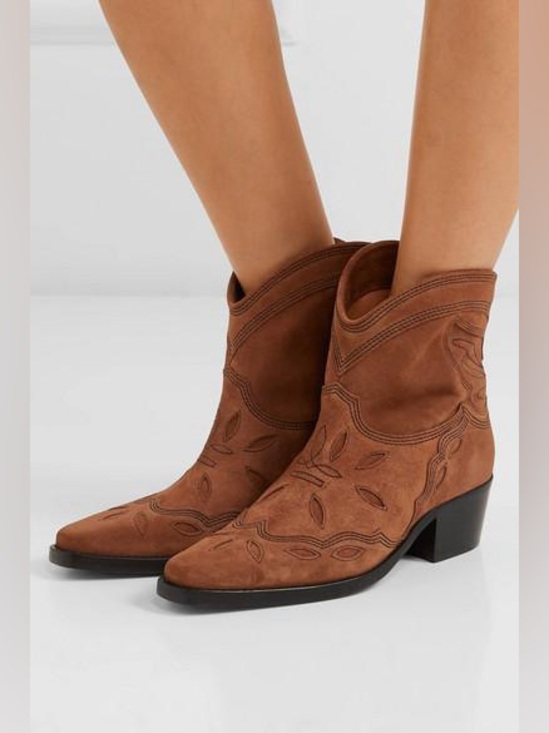 Ganni Shoes - GANNI - Low Texas Suede Ankle Boot